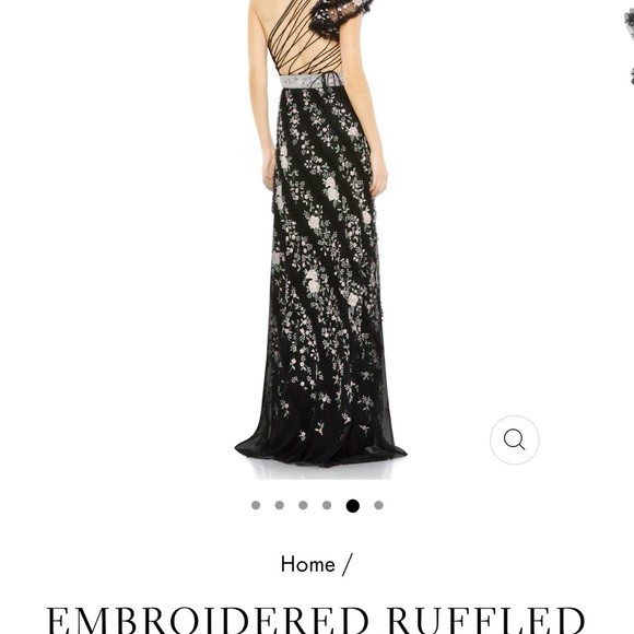 MacDuggal: EMBROIDERED RUFFLED ONE SHOULDER LACE UP GOWN * PROM, PARTY, WEDDING - Picture 3 of 5